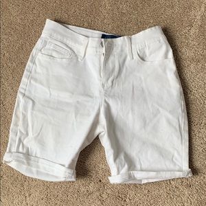 White Knee Length Jean Shorts